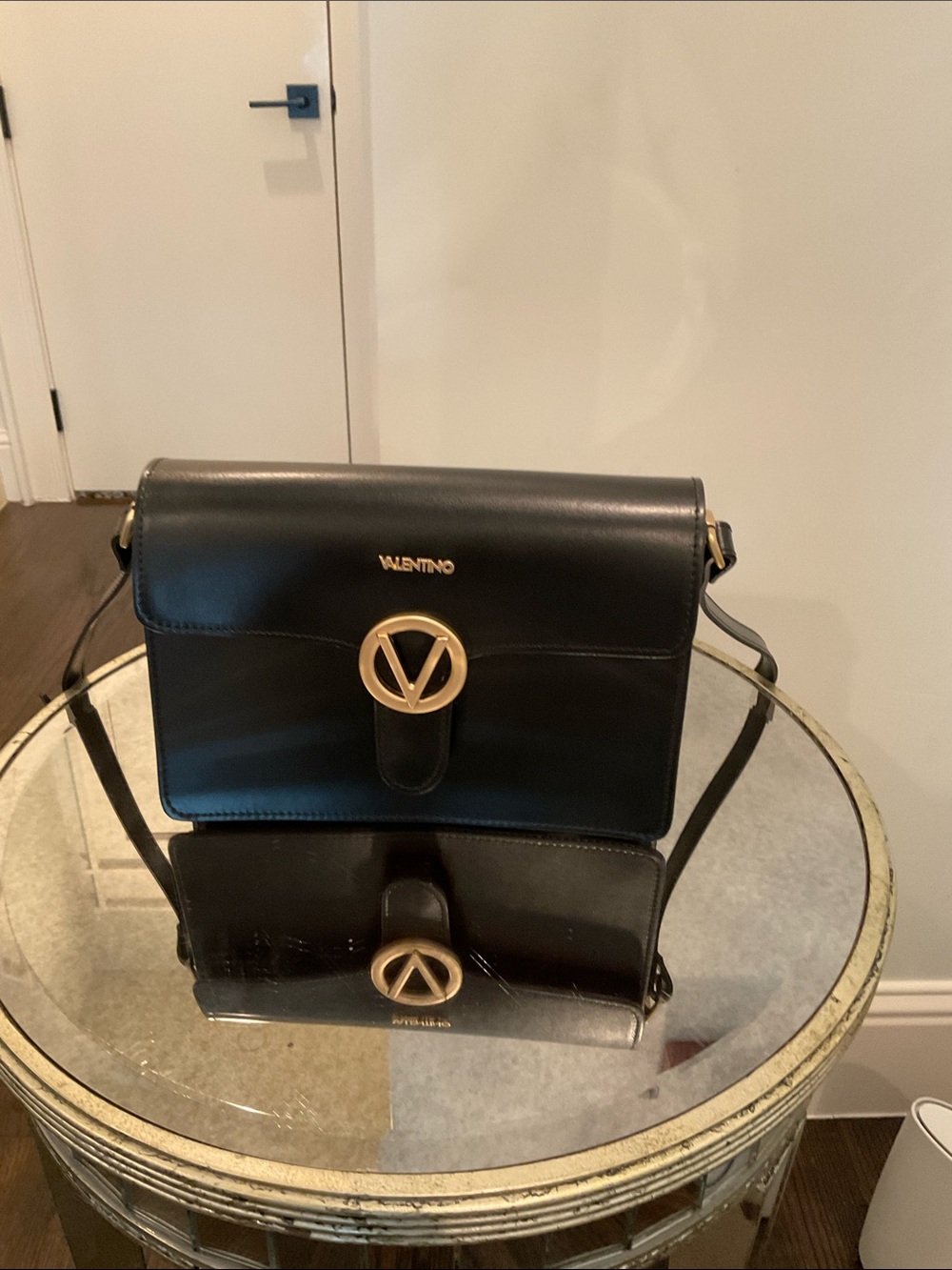 Valentino Black and Gold Crossbody Bag